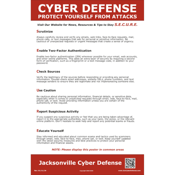 Cyber Defense Poster - 11x17, Color, Laminated